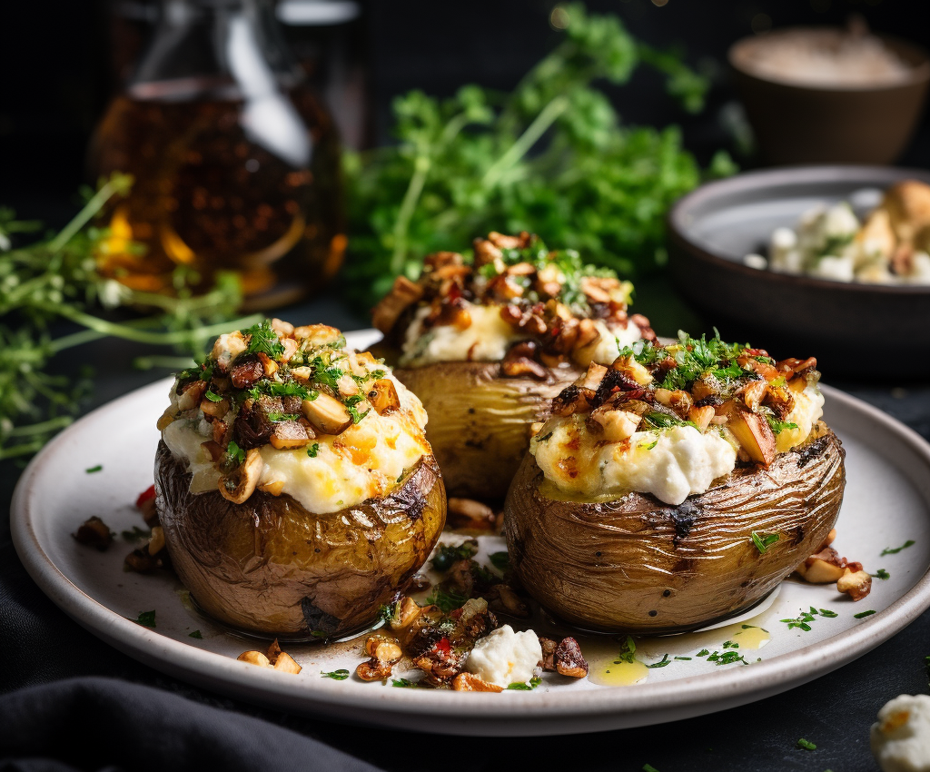 Pommes de terre farcies aux champignons et crème truffée